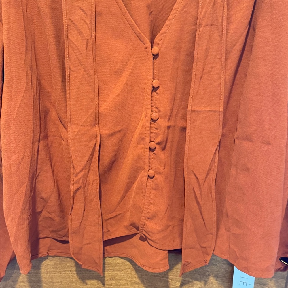 Lumiere Women's Orange Button-Up Blouse - Picture 3 of 8